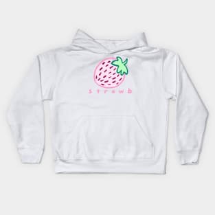 Strawb - Cute Kawaii Pastel Funny Strawberry Meme Crayon Drawing Kids Hoodie